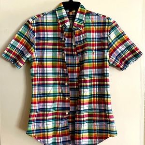 Ralph Lauren Polo short-sleeve plaid shirt. NWT. Slim fit. Sz small